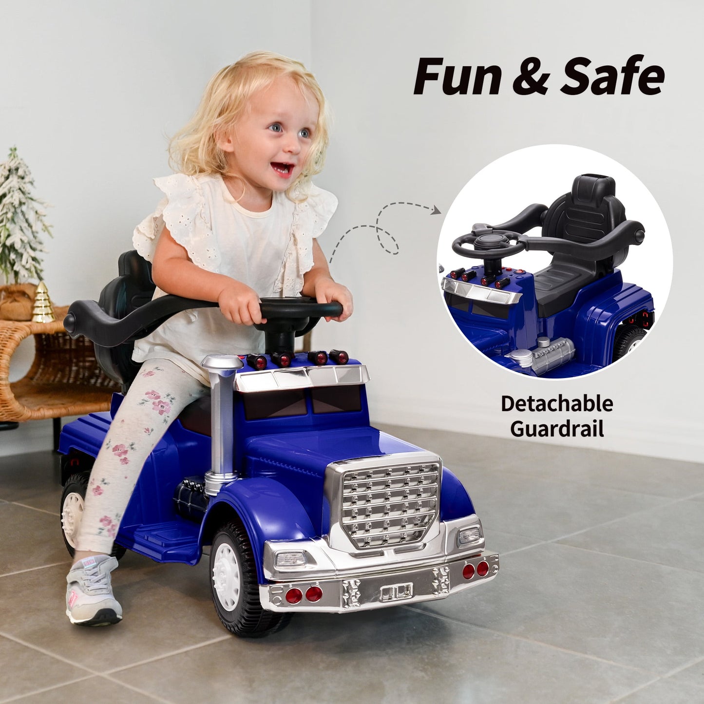 Outfunny Toddler Ride on Toys, 3 in 1 Push Car for Toddlers Aged 1-3 with Handle, Blue