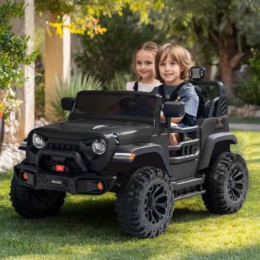 Outfunny 12V 7Ah Ride on Toy for Big Kids, 2 Seater Electric Ride on Car Truck w/ Remote, Bluetooth - Black