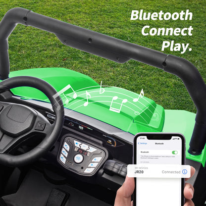 Outfunny 24V 10Ah Kids Ride on Toy, 4WD 2-Seater Electric Ride on Car UTV for Big Kids w/ Remote, Bluetooth - Green