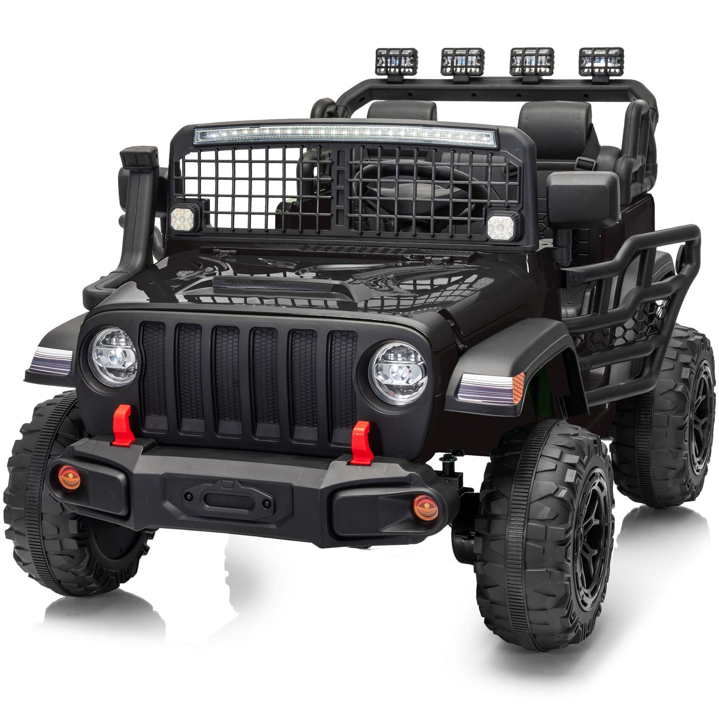 Outfunny 12V 7Ah Kids Ride on Truck, 2 Seater Electric Ride on Toys Car for Big Kids w/ Remote, Bluetooth - Black