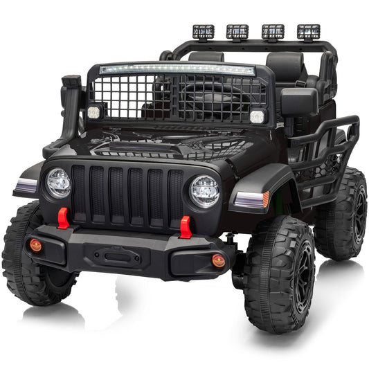 Outfunny 12V 7Ah Kids Ride on Truck, 2 Seater Electric Ride on Toys Car for Big Kids w/ Remote, Bluetooth - Black