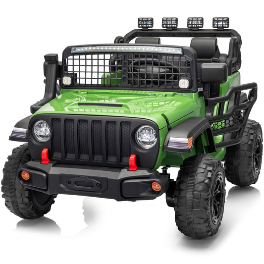 Outfunny 12V 7Ah Kids Ride on Truck, 2 Seater Electric Ride on Toys Car for Big Kids w/ Remote, Bluetooth - Green