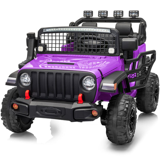 Outfunny 12V 7Ah Kids Ride on Truck, 2 Seater Electric Ride on Toys Car for Big Kids w/ Remote, Bluetooth - Purple