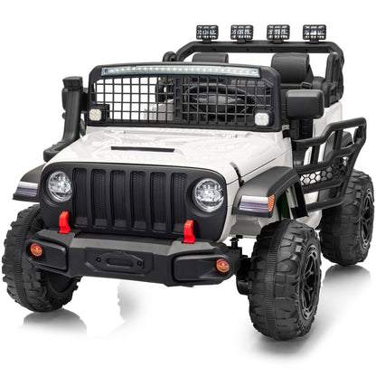 Outfunny 12V 7Ah Kids Ride on Truck, 2 Seater Electric Ride on Toys Car for Big Kids w/ Remote, Bluetooth - White