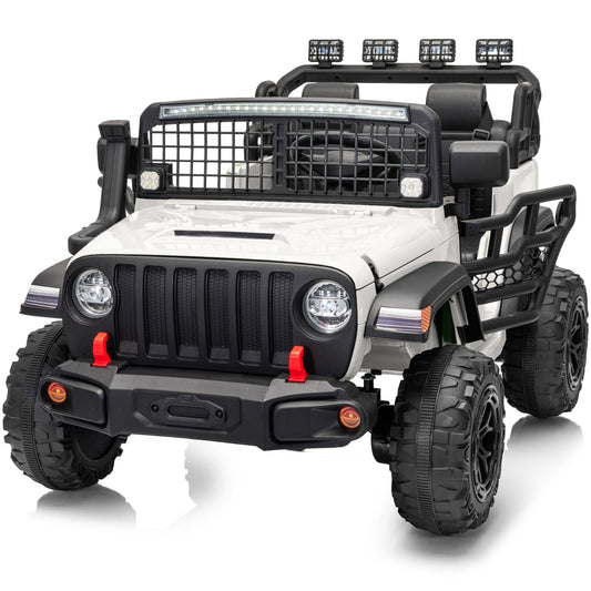 Outfunny 12V 7Ah Kids Ride on Truck, 2 Seater Electric Ride on Toys Car for Big Kids w/ Remote, Bluetooth - White