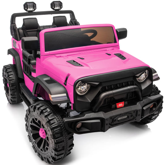 Outfunny 12V 7Ah Ride on Toy for Big Kids, 2 Seater Electric Ride on Car Truck w/ Remote, Bluetooth - Pink