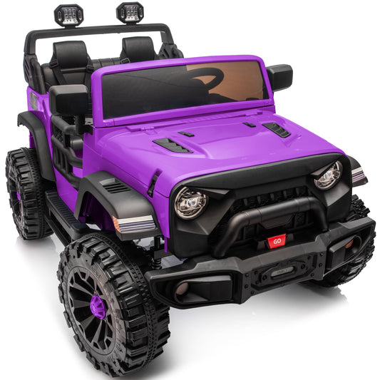 Outfunny 12V 7Ah Ride on Toy for Big Kids, 2 Seater Electric Ride on Car Truck w/ Remote, Bluetooth - Purple