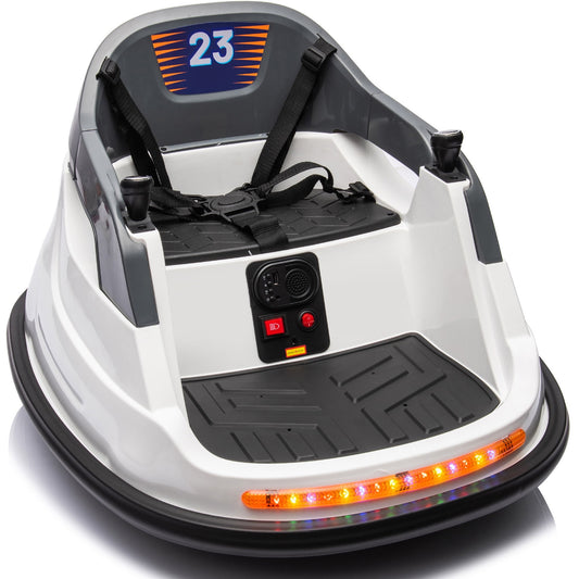 Outfunny 12V Bumper Car for Kids, Ride on Toys Bumper Car for Toddlers with Remote & Music - White