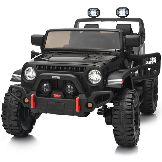 Outfunny 12V Kids Ride on Toys, 2 Seater Electric Ride on Truck Car for Big Kids with Remote, Bluetooth - Black