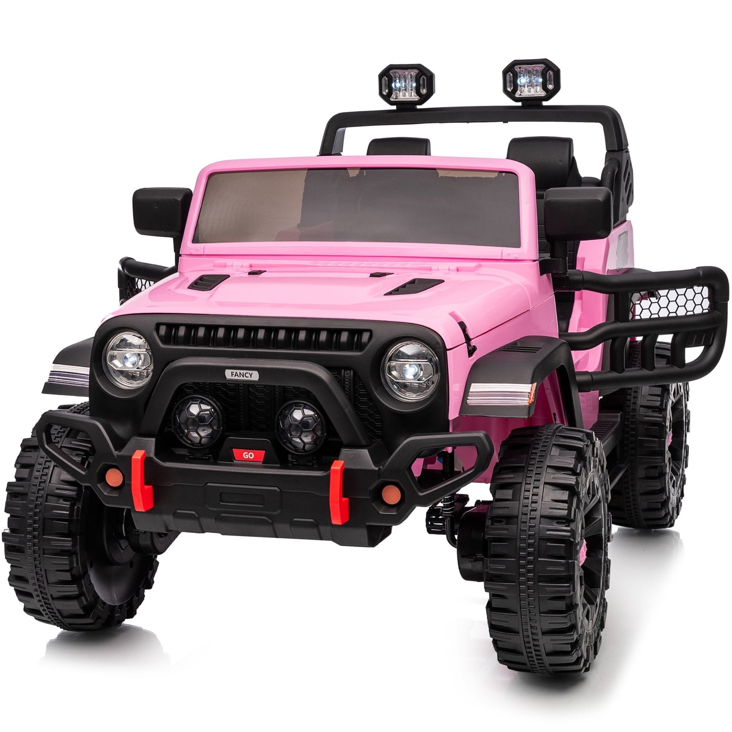 Outfunny 12V Kids Ride on Toys, 2 Seater Electric Ride on Truck Car for Big Kids with Remote, Bluetooth - Light Pink