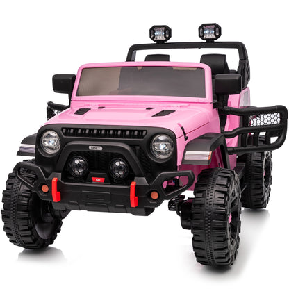 Outfunny 12V Kids Ride on Toys, 2 Seater Electric Ride on Truck Car for Big Kids with Remote, Bluetooth - Light Pink