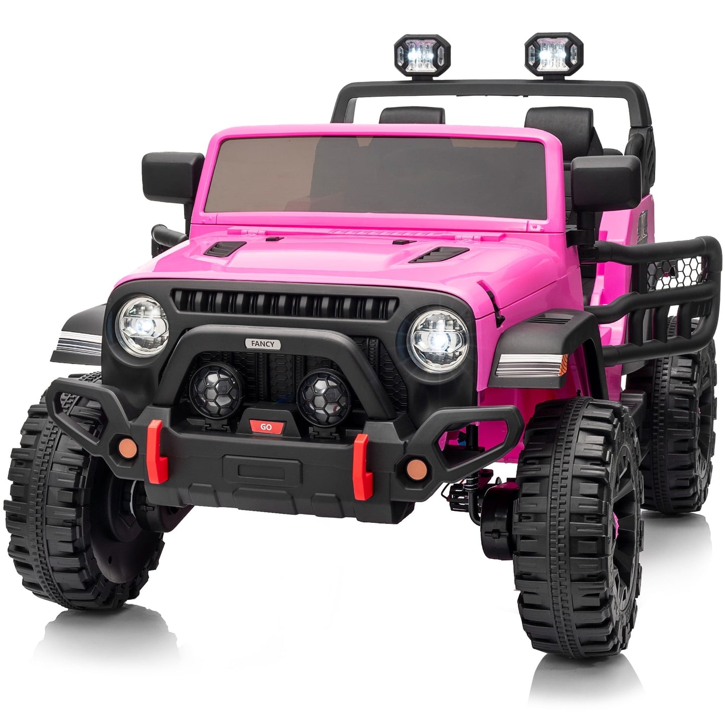 Outfunny 12V Kids Ride on Toys, 2 Seater Electric Ride on Truck Car for Big Kids with Remote, Bluetooth - Pink