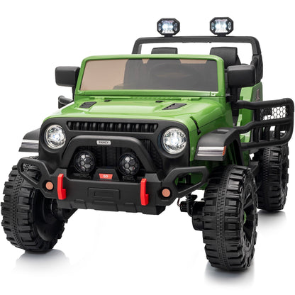 Outfunny 12V Kids Ride on Toys, 2 Seater Electric Ride on Truck Car for Big Kids with Remote, Bluetooth - Army Green