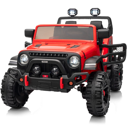 Outfunny 12V Kids Ride on Toys, 2 Seater Electric Ride on Truck Car for Big Kids with Remote, Bluetooth - Red