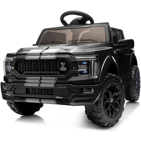Outfunny Kids Ride on Car, Licensed Ford-Shelby F-150 24V Ride on Toy Truck for Toddlers with Remote, Trunk, 400W Motor - Black