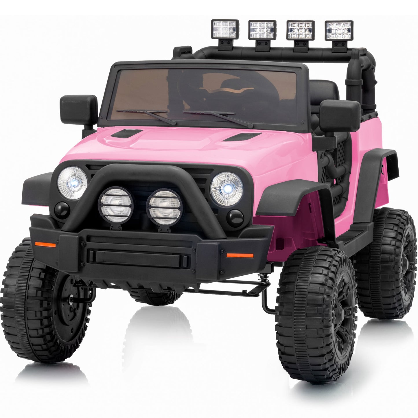 Outfunny 24 Volt Ride on Cars for Kids, Battery Operated Ride on Toy Truck w/ Remote, Bluetooth, 400W Power - Light Pink