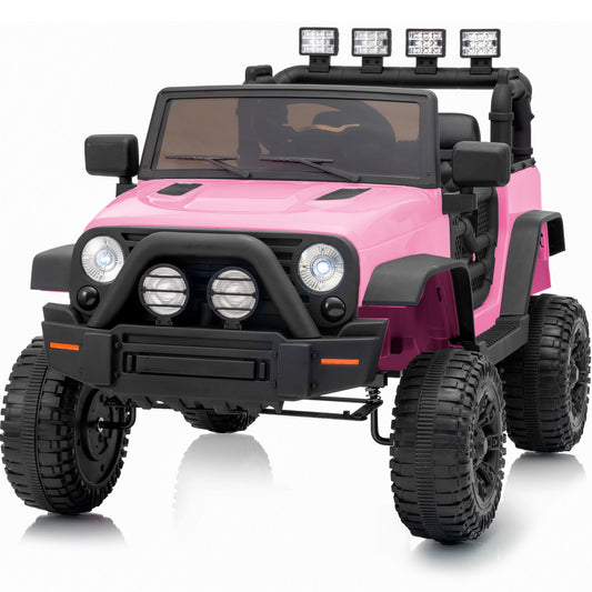 Outfunny 24 Volt Ride on Cars for Kids, Battery Operated Ride on Toy Truck w/ Remote, Bluetooth, 400W Power - Light Pink