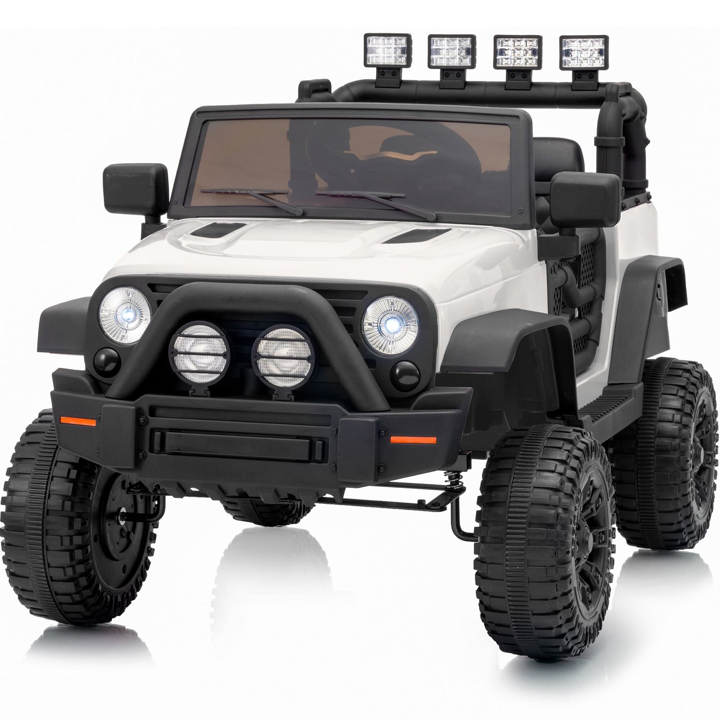 Outfunny 24 Volt Ride on Cars for Kids, Battery Operated Ride on Toy Truck w/ Remote, Bluetooth, 400W Power - White