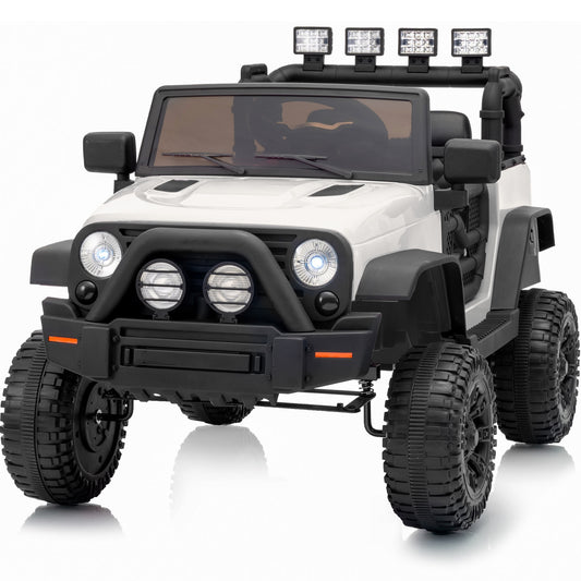 Outfunny 24 Volt Ride on Cars for Kids, Battery Operated Ride on Toy Truck w/ Remote, Bluetooth, 400W Power - White
