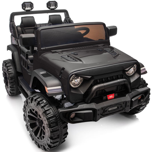Outfunny 24V Electric Ride on Car for Big Kids, 4WD 2 Seater Ride on Toy Truck w/Remote, Bluetooth, 4x200W Motors - Black