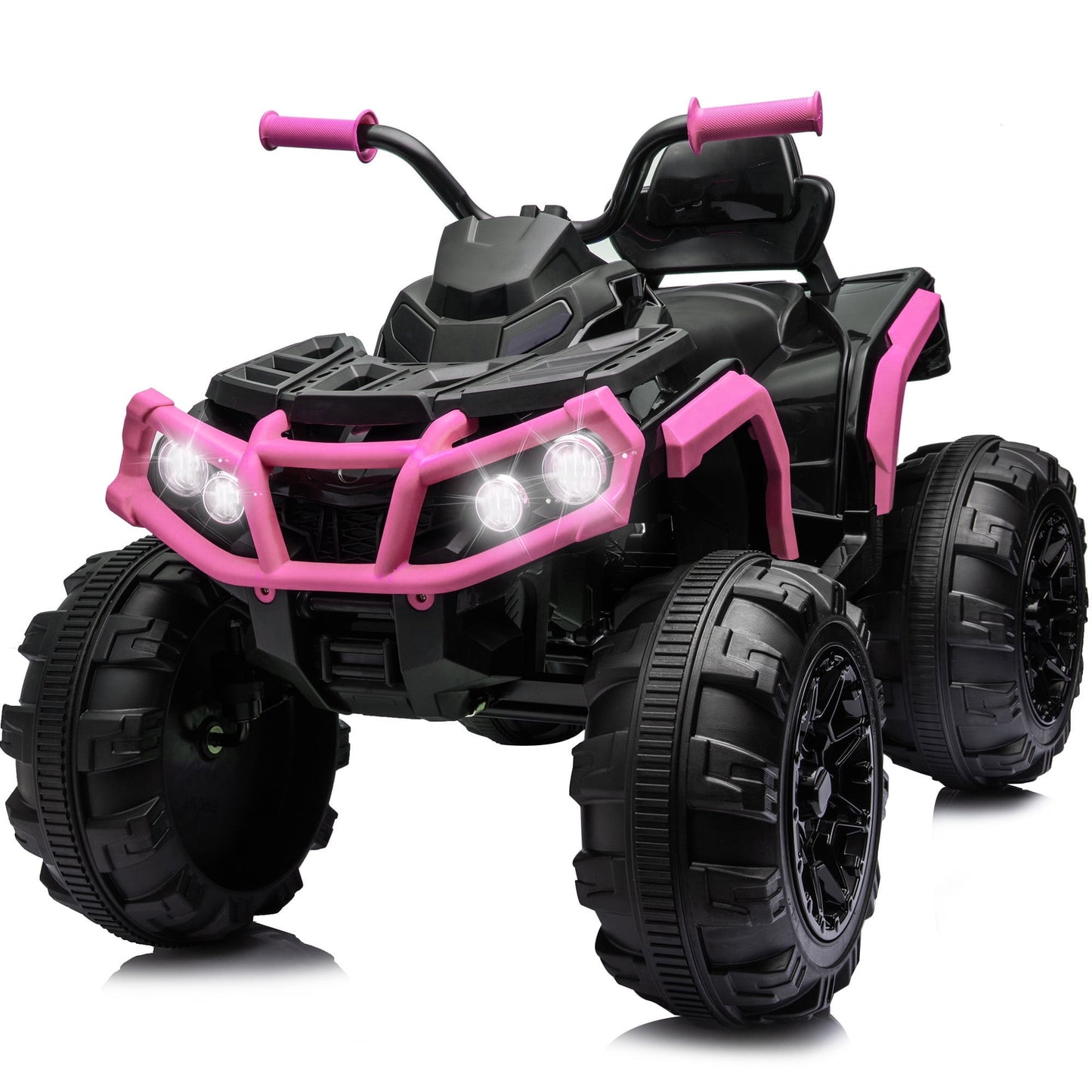 Outfunny 24V Kids 4 Wheeler, Electric ATV Quad Ride-on Toy for Big Kids Ages 3 and up, Pink