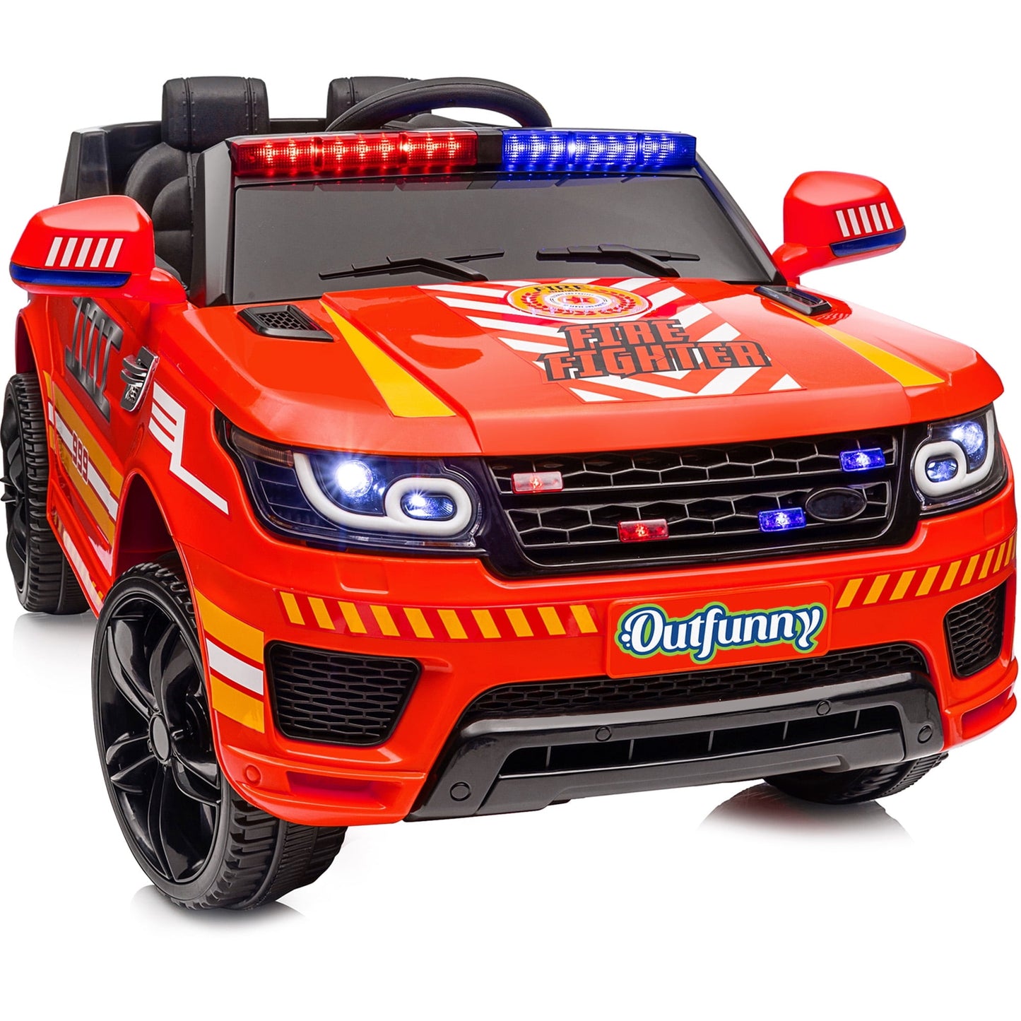 Outfunny Electric Police Car for Kids, 24 Volt Kids Ride on Toys w/ 400W Motors, Megaphone, Remote, Bluetooth - Red