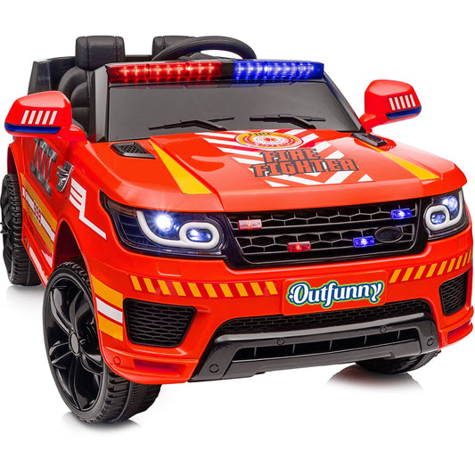 Outfunny Electric Police Car for Kids, 24 Volt Kids Ride on Toys w/ 400W Motors, Megaphone, Remote, Bluetooth - Red