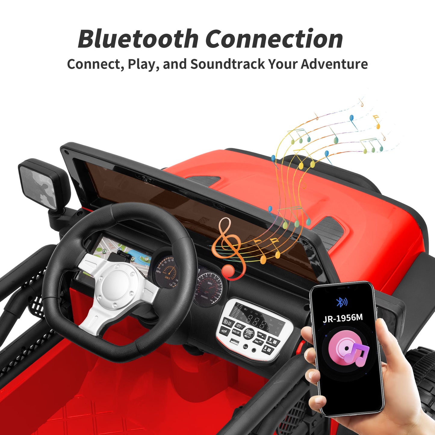 Outfunny 24 Volt Ride on Cars for Kids, Battery Operated Ride on Toy Truck w/ Remote, Bluetooth, 400W Power - Red