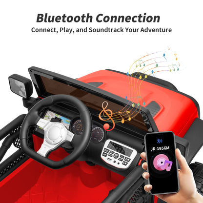 Outfunny 24 Volt Ride on Cars for Kids, Battery Operated Ride on Toy Truck w/ Remote, Bluetooth, 400W Power - Red