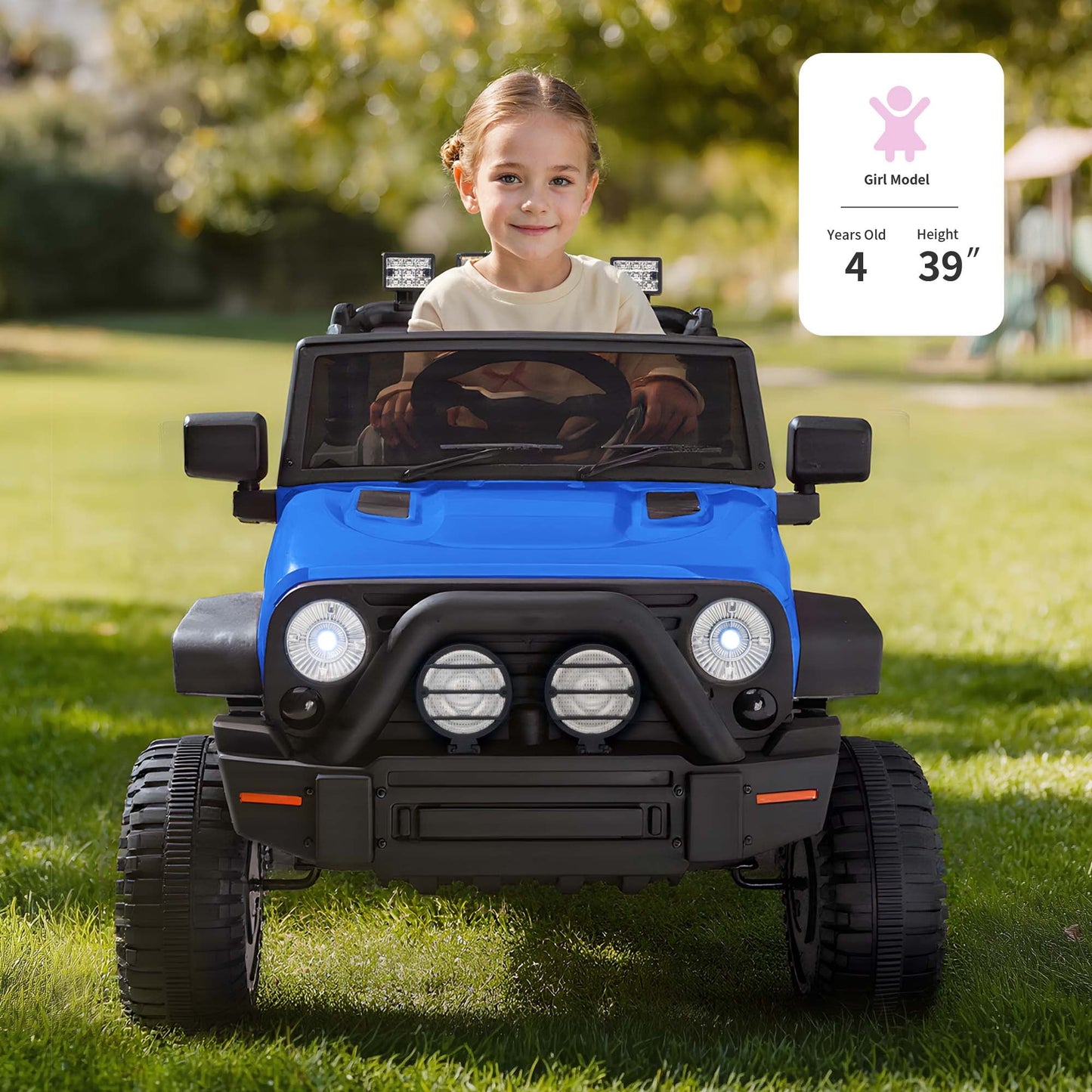 Outfunny 24 Volt Ride on Cars for Kids, Battery Operated Ride on Toy Truck w/ Remote, Bluetooth, 400W Power - Blue