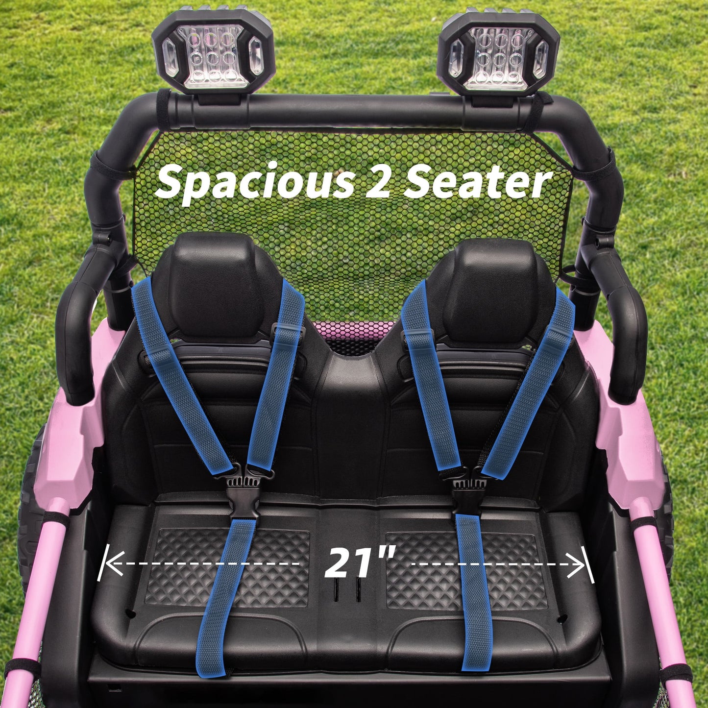 Outfunny 24V 10Ah Kids Ride on Toy, 4WD 2-Seater Electric Ride on Car UTV for Big Kids w/ Remote, Bluetooth - Pink