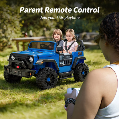 Outfunny 12V 7Ah Ride on Toy for Big Kids, 2 Seater Electric Ride on Car Truck w/ Remote, Bluetooth - Blue