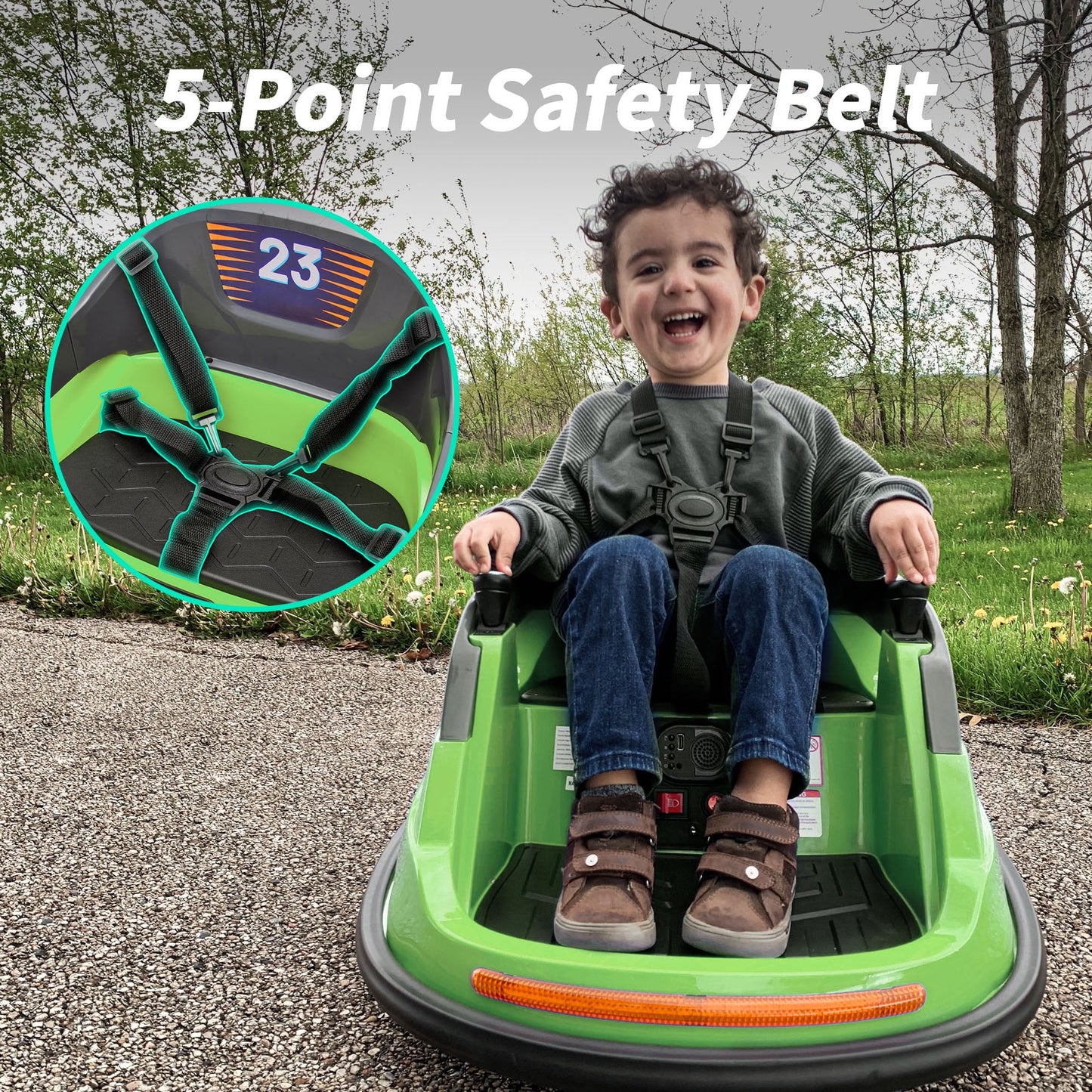 Outfunny 6V Bumper Car for Kids, Ride on Toys Bumper Car for Toddlers with Remote & Music - Green