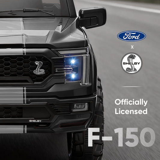 Outfunny Kids Ride on Car, Licensed Ford-Shelby F-150 24V Ride on Toy Truck for Toddlers with Remote, Trunk, 400W Motor - Black
