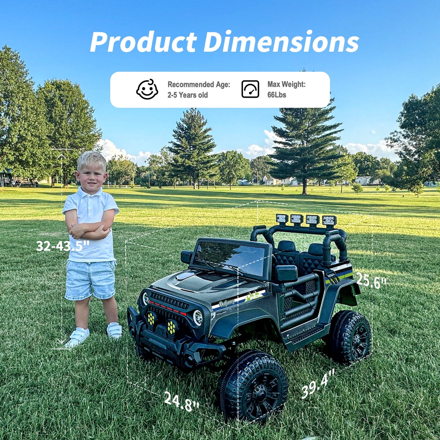 Outfunny 24V Kids Ride on Toy, Ride on Truck Electric Car for Kids with Remote Control, Bluetooth, Black