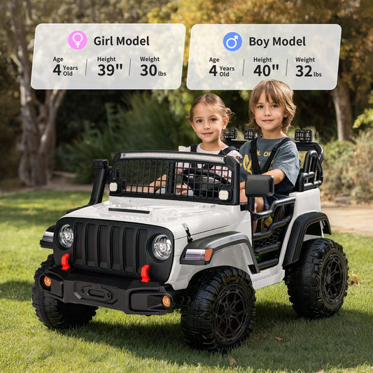 Outfunny 12V 7Ah Kids Ride on Truck, 2 Seater Electric Ride on Toys Car for Big Kids w/ Remote, Bluetooth - White