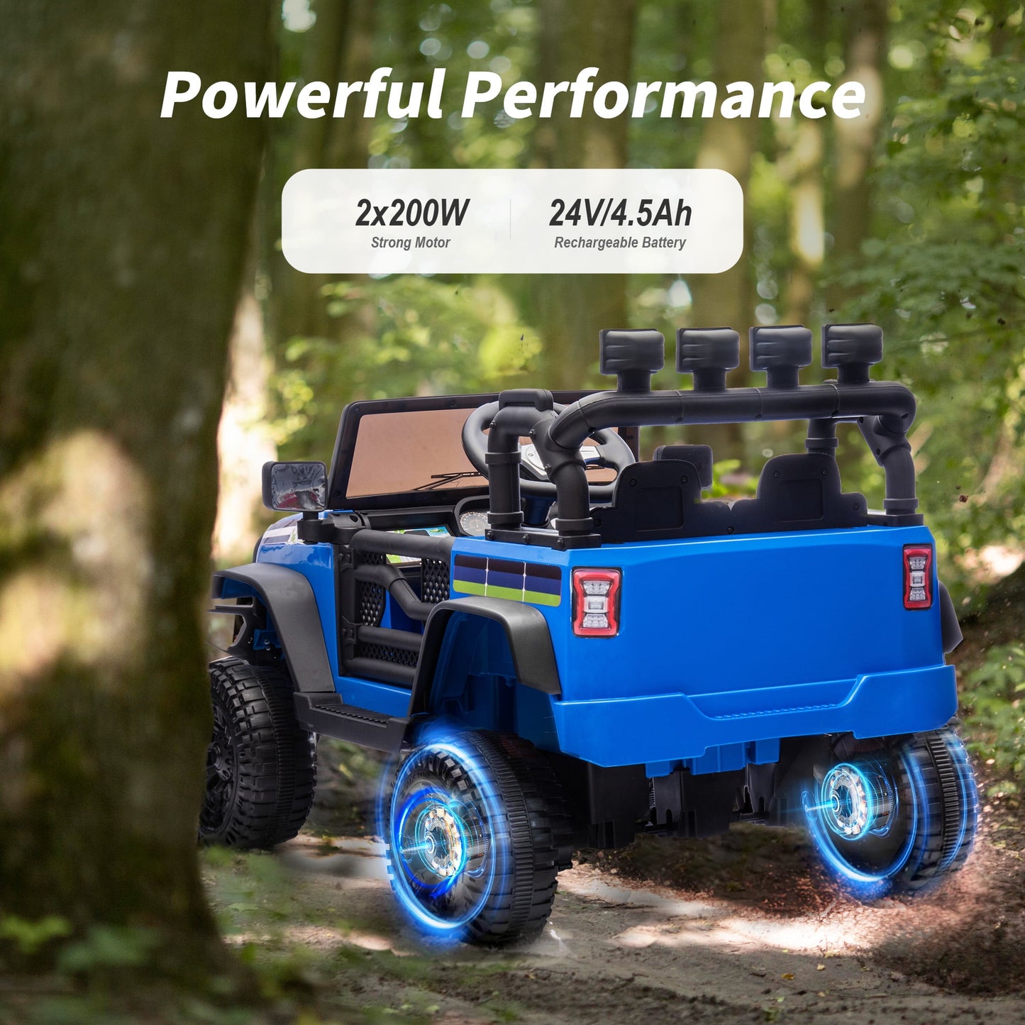 Outfunny 24V Kids Ride on Toy, Ride on Truck Electric Car for Kids with Remote Control, Bluetooth, Blue
