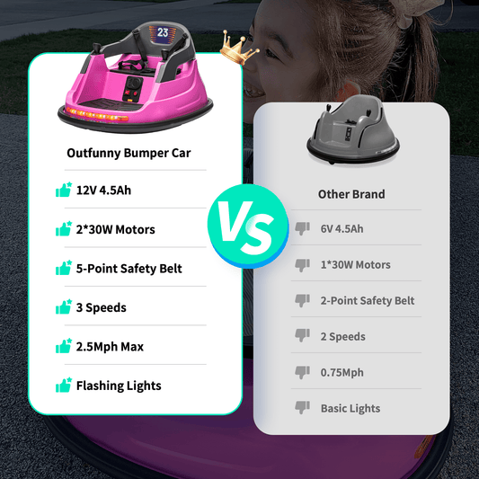 Outfunny 12V Bumper Car for Kids, Ride on Toys Bumper Car for Toddlers with Remote & Music - Pink