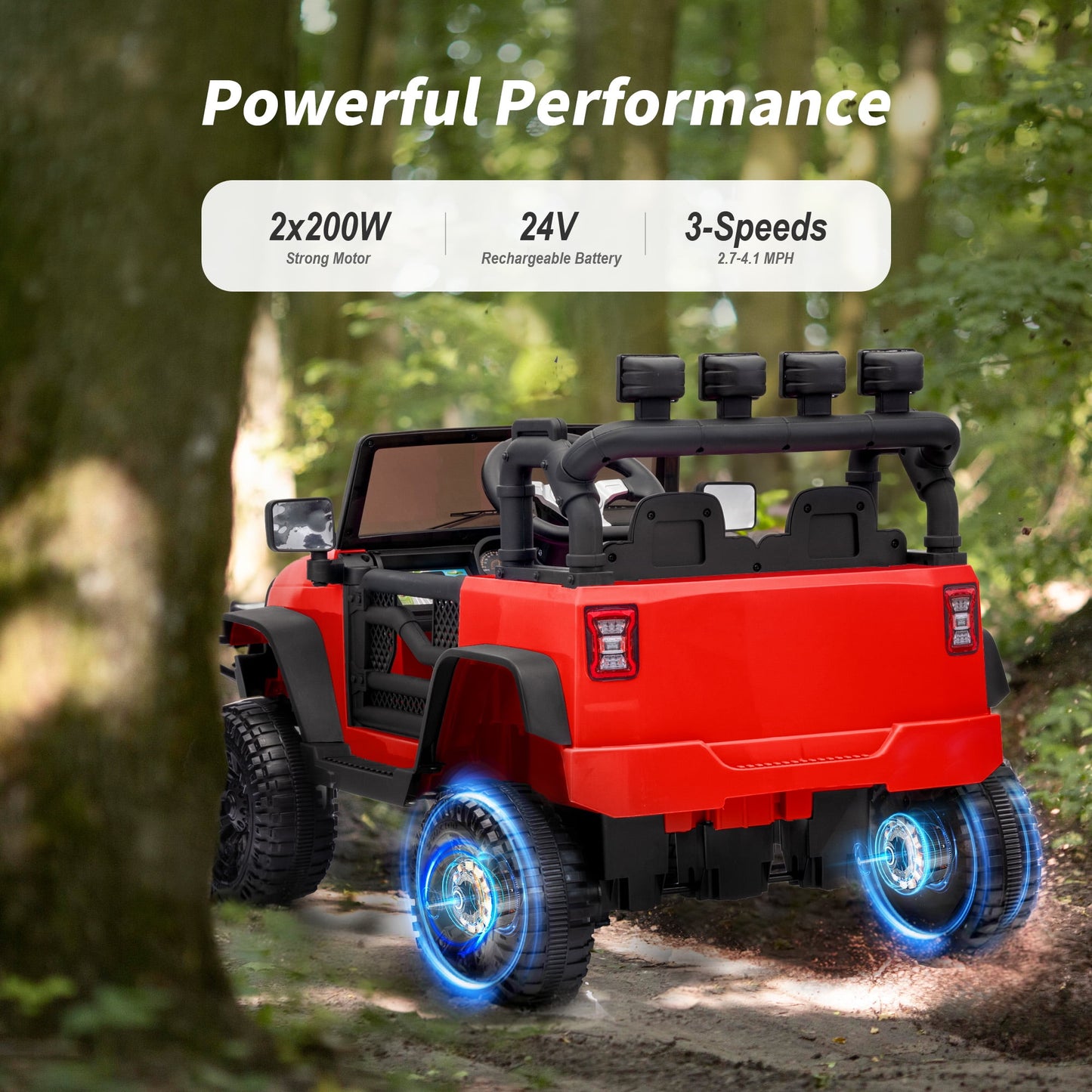 Outfunny 24 Volt Ride on Cars for Kids, Battery Operated Ride on Toy Truck w/ Remote, Bluetooth, 400W Power - Red