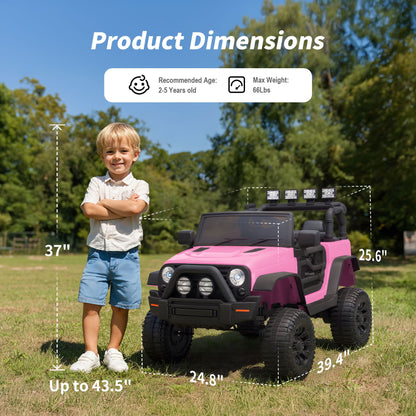 Outfunny 24 Volt Ride on Cars for Kids, Battery Operated Ride on Toy Truck w/ Remote, Bluetooth, 400W Power - Light Pink