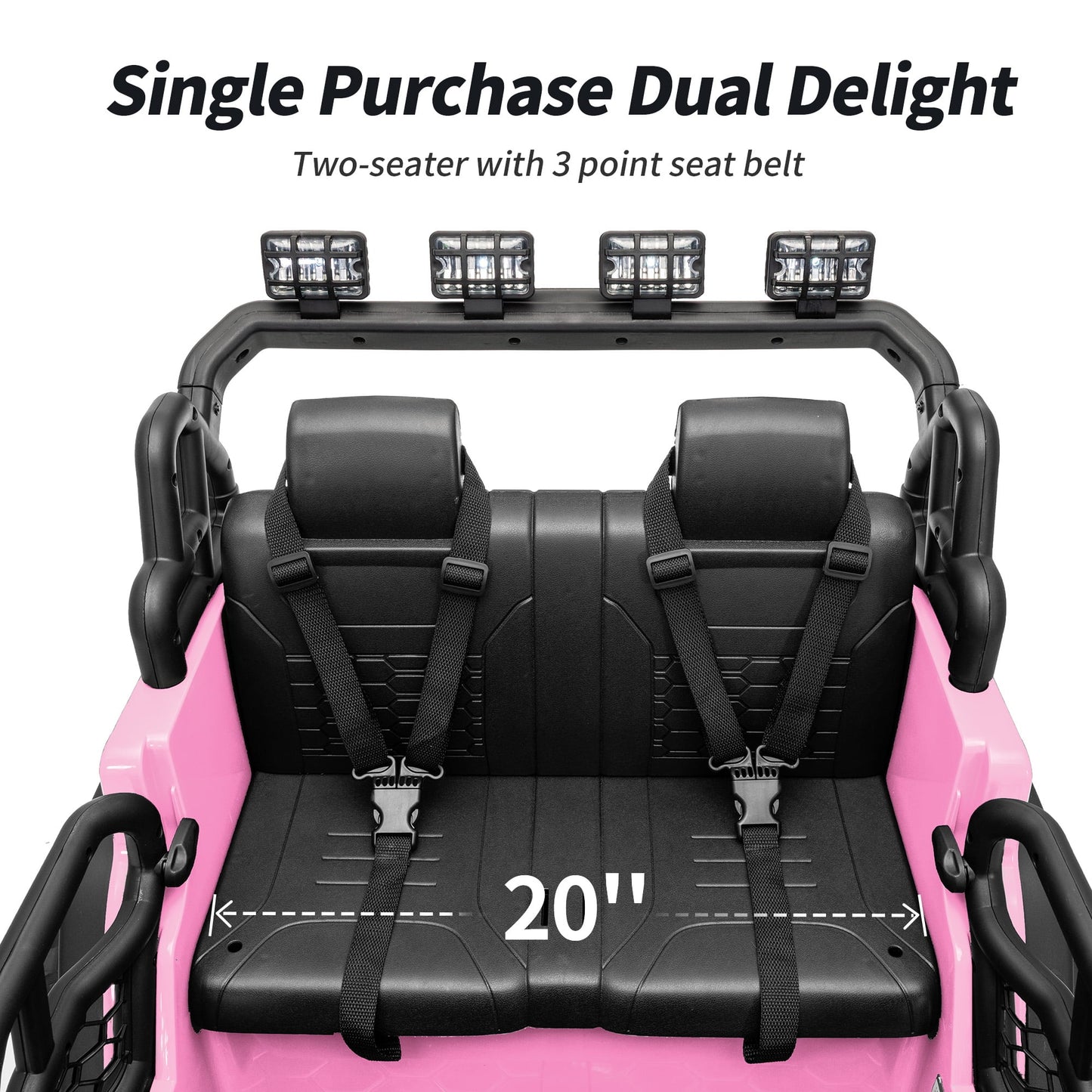 Outfunny 12V 7Ah Kids Ride on Truck, 2 Seater Electric Ride on Toys Car for Big Kids w/ Remote, Bluetooth - Light Pink