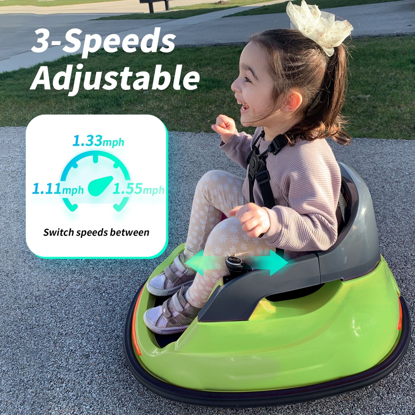 Outfunny 6V Bumper Car for Kids, Ride on Toys Bumper Car for Toddlers with Remote & Music - Green
