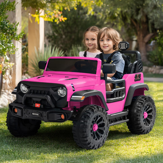 Outfunny 12V 7Ah Ride on Toy for Big Kids, 2 Seater Electric Ride on Car Truck w/ Remote, Bluetooth - Pink
