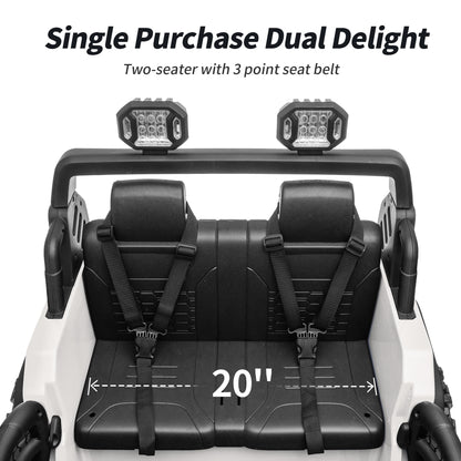 Outfunny 24V Electric Ride on Car for Big Kids, 4WD 2 Seater Ride on Toy Truck w/Remote, Bluetooth, 4x200W Motors - White