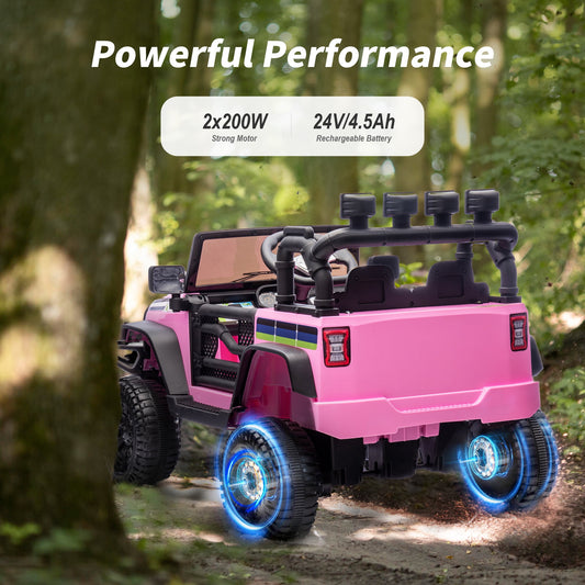 Outfunny 24V Kids Ride on Toy, Ride on Truck Electric Car for Kids with Remote Control, Bluetooth, Light Pink