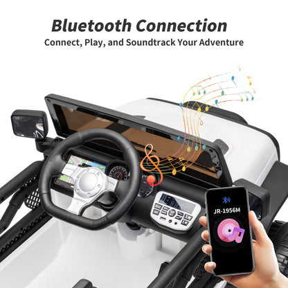 Outfunny 24 Volt Ride on Cars for Kids, Battery Operated Ride on Toy Truck w/ Remote, Bluetooth, 400W Power - White