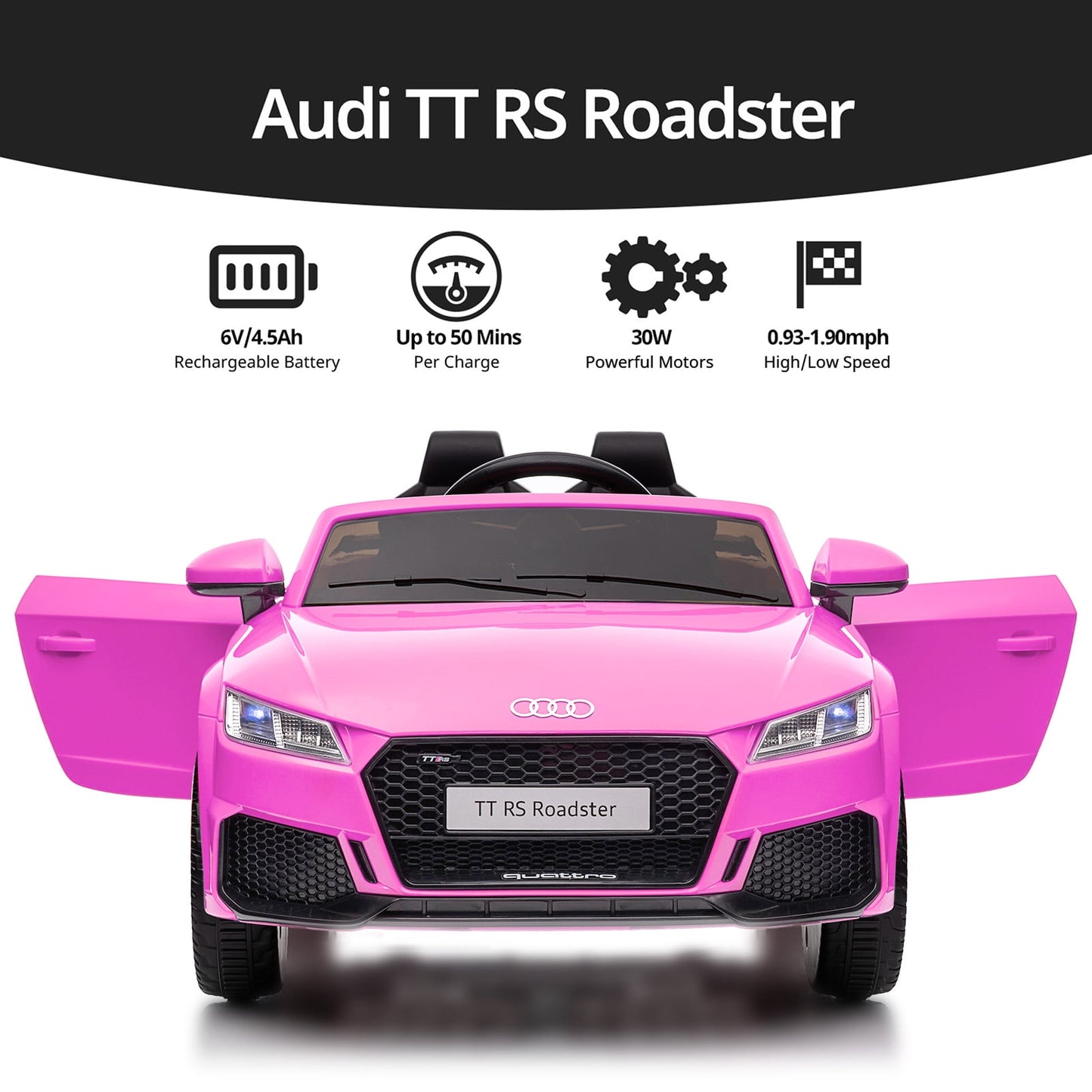 Outfunny Electric Car for Kids, Licensed Audi 6V Ride on Toy Car for Toddlers with Remote, Bluetooth - Pink