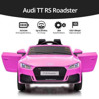 Outfunny Electric Car for Kids, Licensed Audi 6V Ride on Toy Car for Toddlers with Remote, Bluetooth - Pink