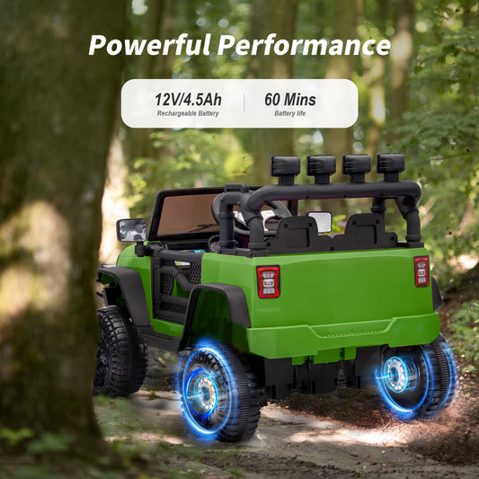Outfunny 12 Volt Kids Ride on Truck, Battery Operated Electric Ride on Toy Car for Kids w/ Remote, Bluetooth - Green