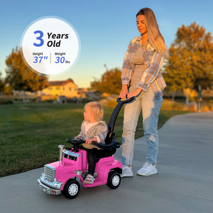 Outfunny Toddler Ride on Toys, 3 in 1 Push Car for Toddlers Aged 1-3 with Handle, Hot Pink